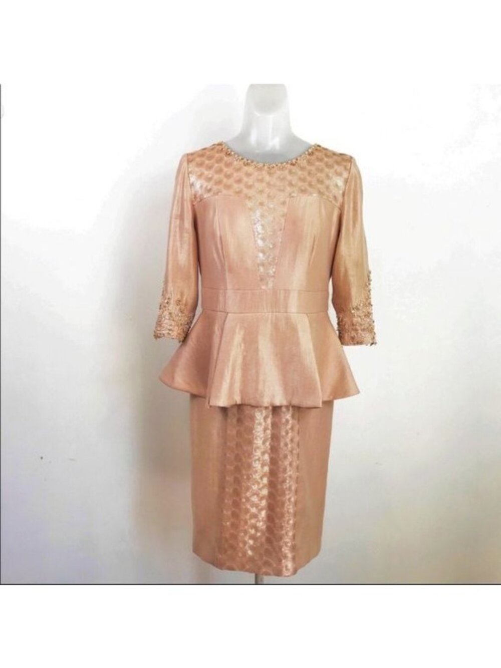 eDressit peplum beaded sequined party dress dusty pink size 8